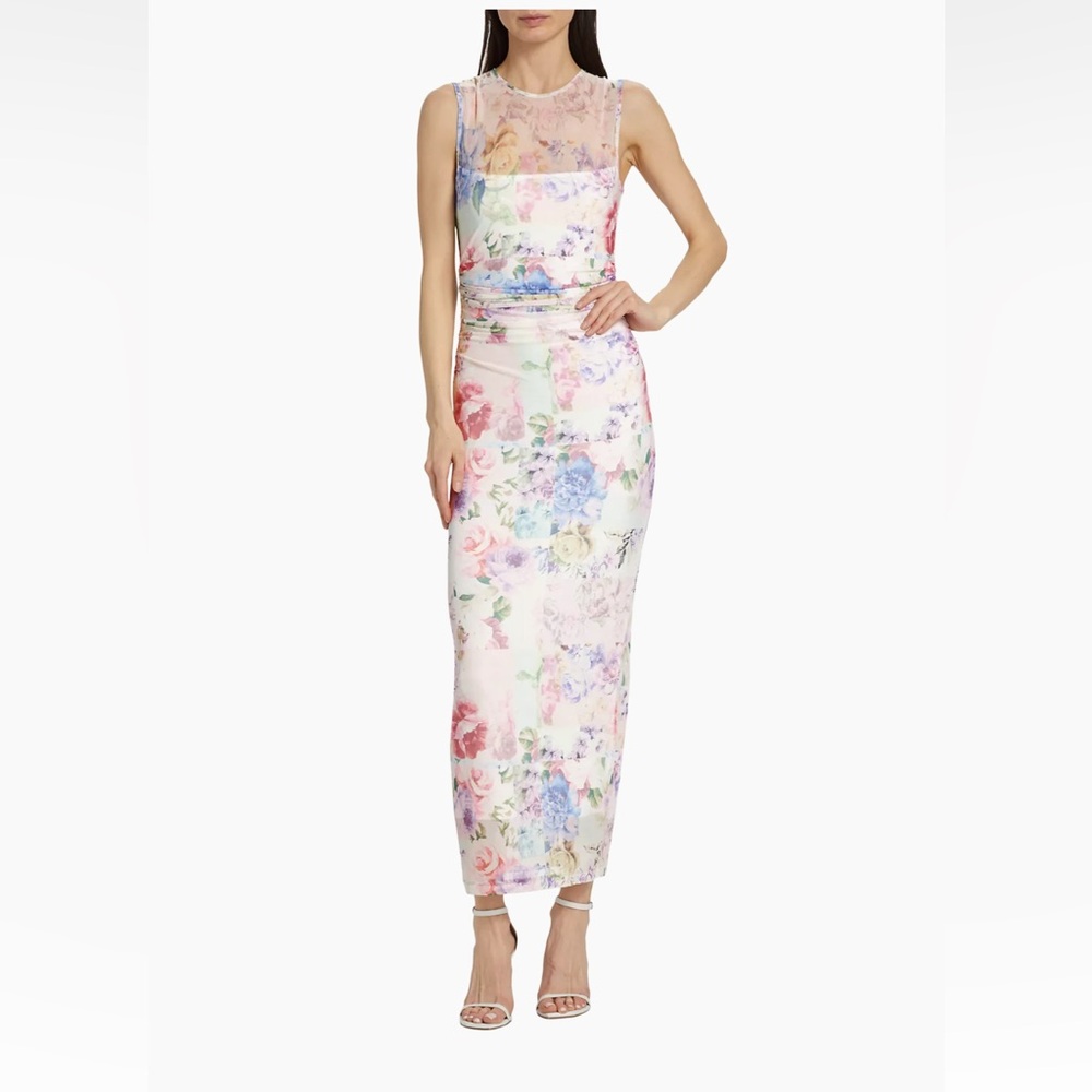 Amanda Uprichard Lyle Floral Ruched Midi Dress